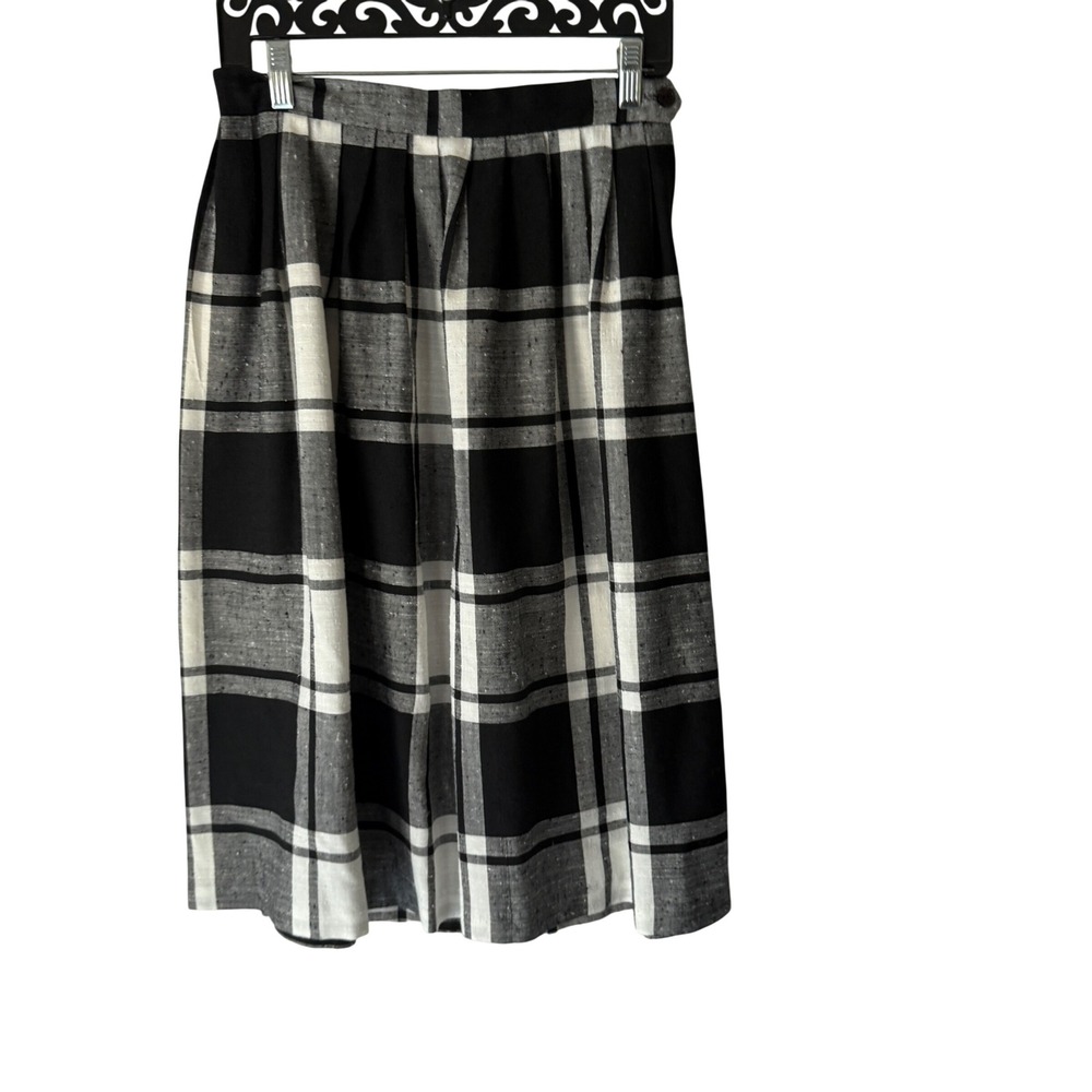 Clothing Co Vintage 60s Plaid Midi Skirt‎ Black White Retro Size S Rockabilly